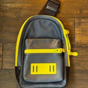 NEW Coach Teal and Electric Yellow Crossbody Sling Bag